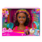 Barbie styling head neon rainbow curly hair