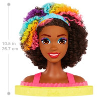 Barbie styling head neon rainbow curly hair