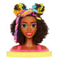 Barbie styling head neon rainbow curly hair