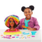 Barbie styling head neon rainbow curly hair