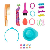 Barbie styling head neon rainbow curly hair