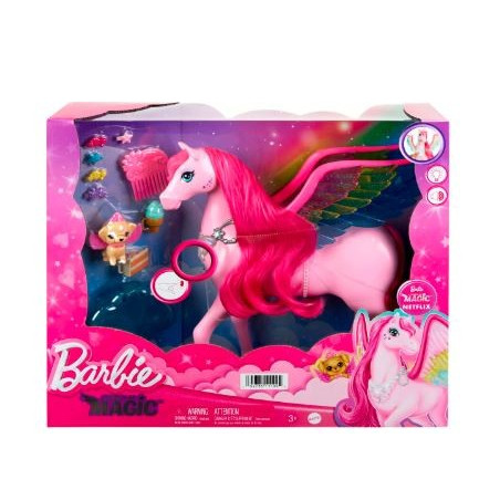 Barbie-figur med en nypa magi Pegasus Ljus och ljud