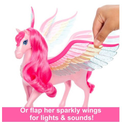 Barbie-figur med en nypa magi Pegasus Ljus och ljud