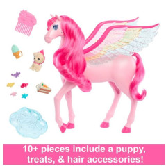 Barbie-figur med en nypa magi Pegasus Ljus och ljud