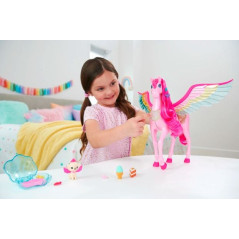 Barbie-figur med en nypa magi Pegasus Ljus och ljud
