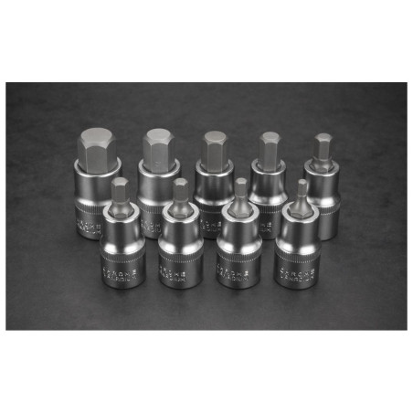 Hexagonala spetsar på en 55 mm bas, set med 9 stycken.