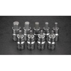 Hexagonala spetsar på en 55 mm bas, set med 9 stycken.