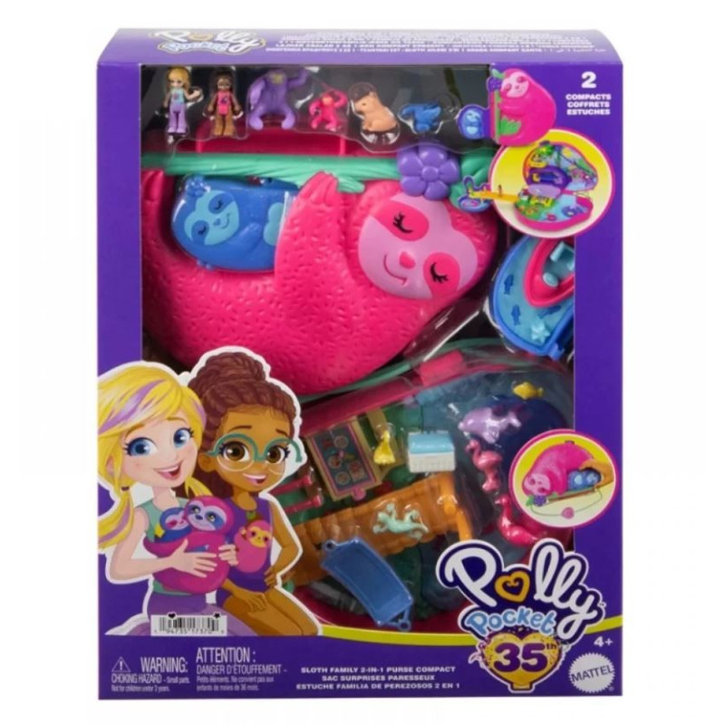 Set Polly Pocket sloth familj