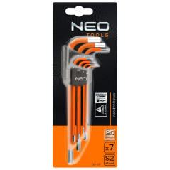 Sexkantiga nycklar 1,5-6 mm, set med 7 stycken.