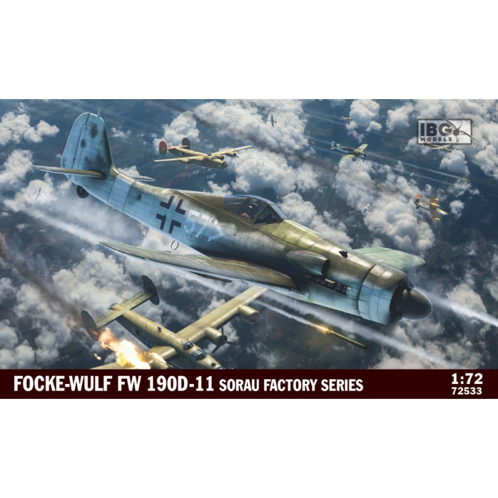 Modell i plast av FW 190 D11 Sorau fabriksserie i skala 1:72.