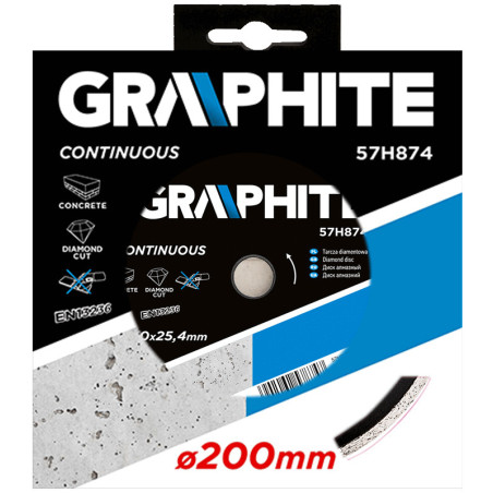 Diamantskiva 200 x 25,4 mm, hel