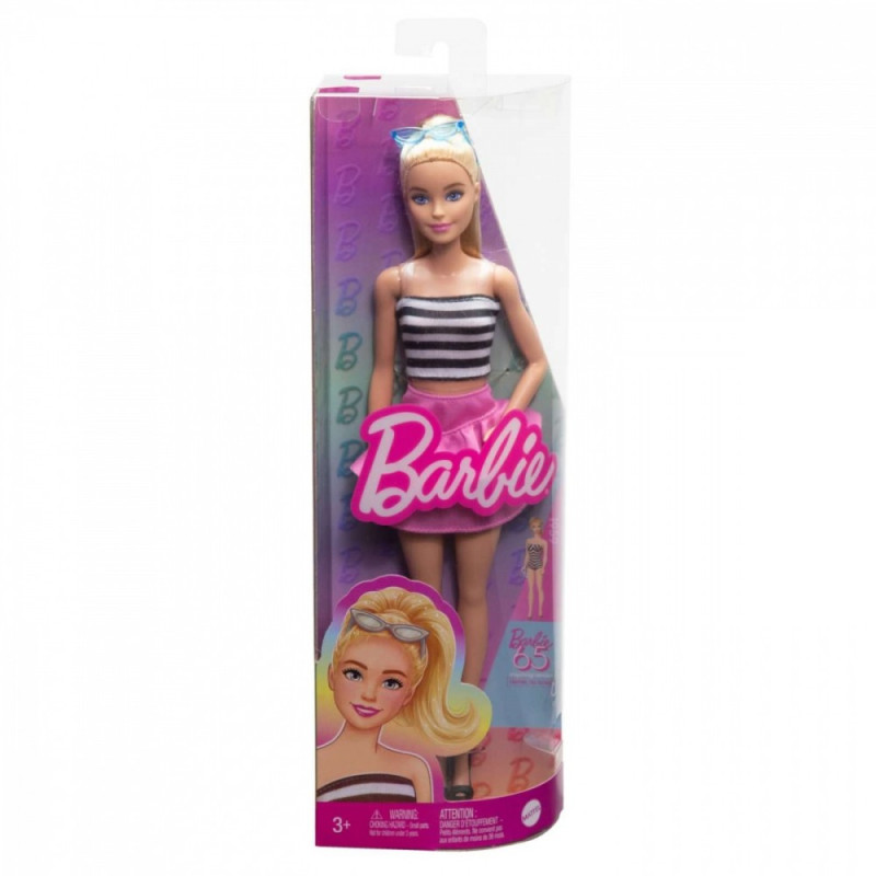 Barbie Fashionistas docka med topp i svartvita ränder