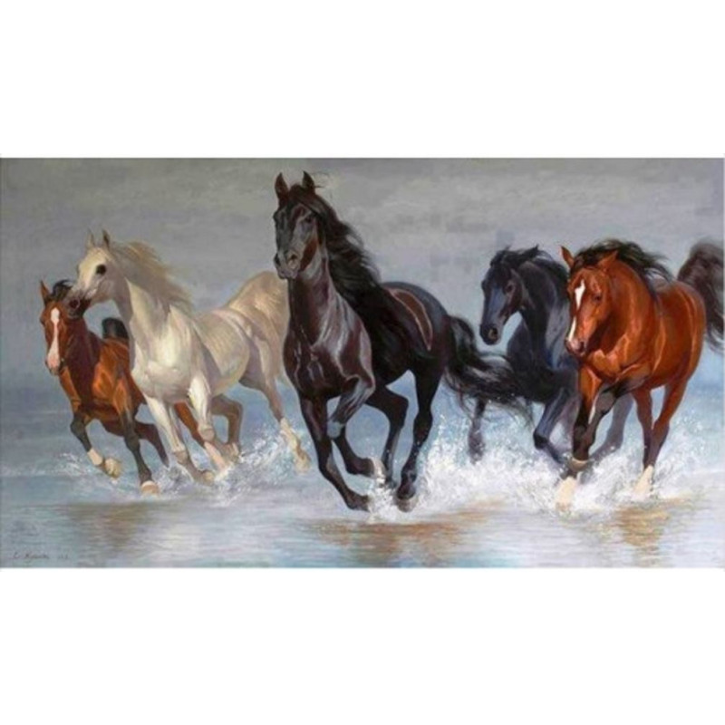 Diamantmosaik - hästar 40x80 cm