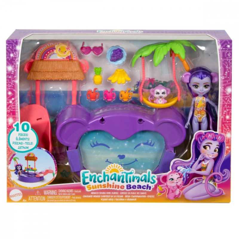 Enchantimals tropiska poolset + apa docka