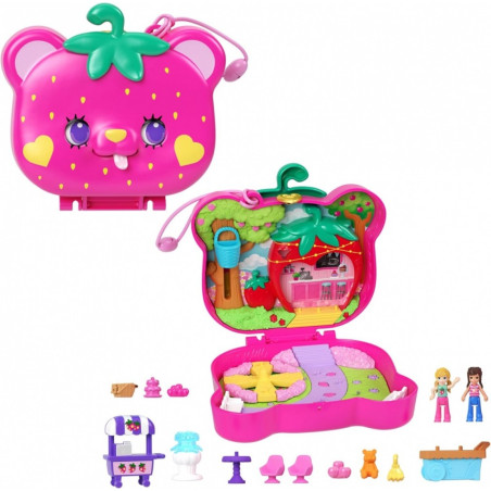 Set med Polly Pocket jordgubbsbjörn kompaktset