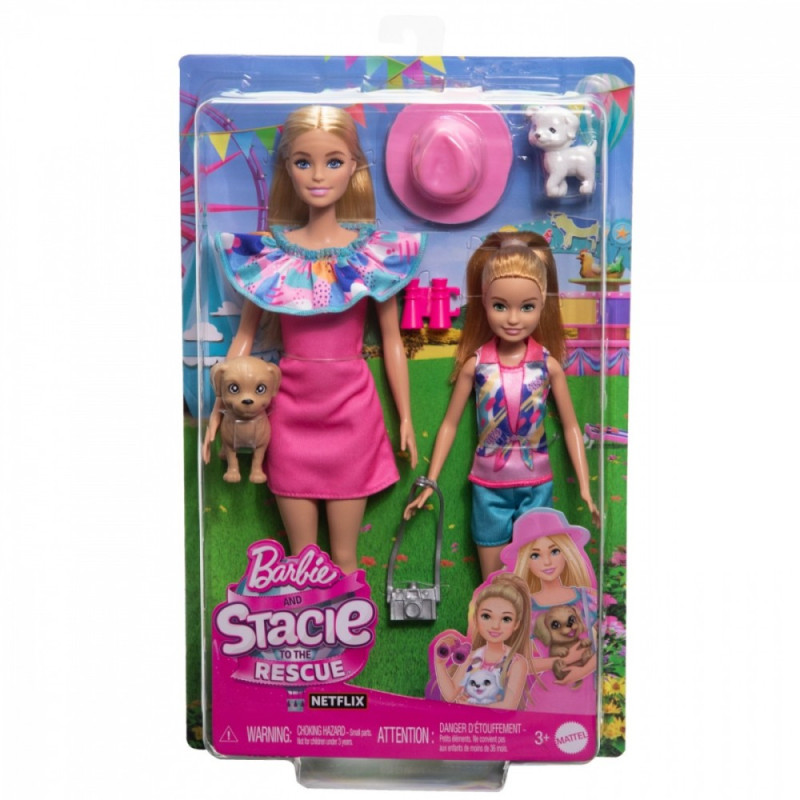 Set med Barbie- och Stacie-dockor med hundar