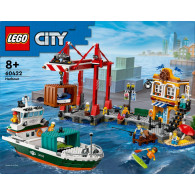 Klocki city 60422 nadmorski port ze statkiem towarowym