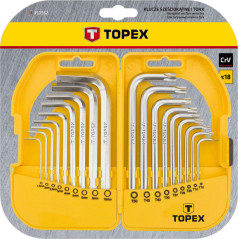 Sexkantiga nycklar och Torx, set med 18 stycken.