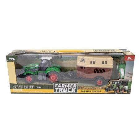 Traktor med hästtransportvagn