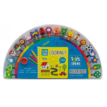 Färgpennor med suddgummin och målarbok