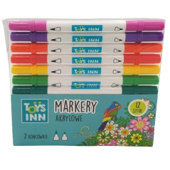 Akrylfärgpennor med två spetsar, 12 stycken.