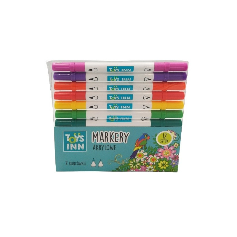 Akrylfärgpennor med två spetsar, 12 stycken.