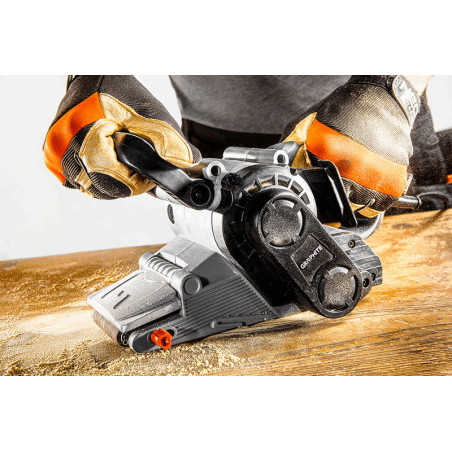 Slipmaskin 800W, oändlig rem 75 x 457 mm, väska