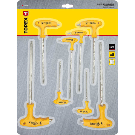 Sexkantny nyckelset typ 'T' 2-10 mm, 8 delar.