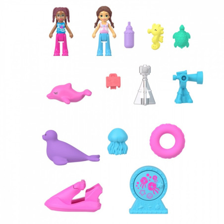 Set med Polly Pocket-figurer, delfinaquarium, kompakt set