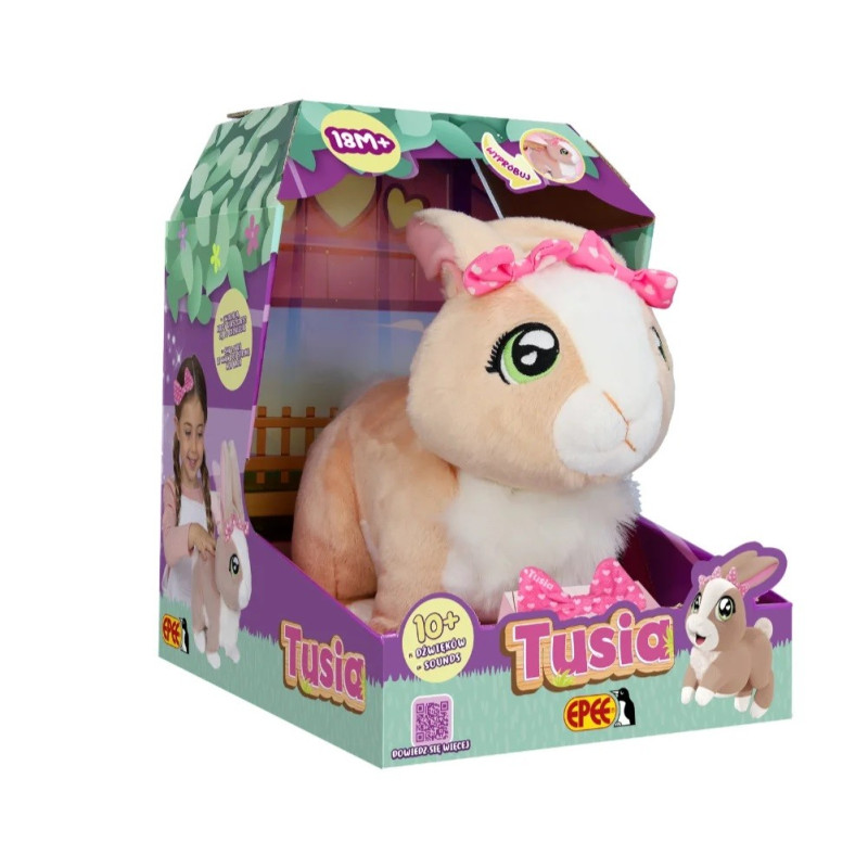 Interaktiv maskot kanin Tusi med rosett