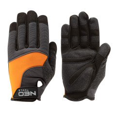 Arbetshandskar, syntetiskt läder, PVC-insatser, 10 tum.