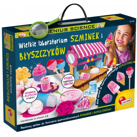 Vetenskaplig uppsättning jag är ett geni - ett stort laboratorium för läppstift och läppglans.