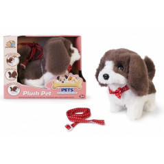 Liten vit-brun hund med koppel, 14 cm | HandlaSmidigt.se