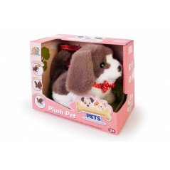 Liten vit-brun hund med koppel, 14 cm | HandlaSmidigt.se