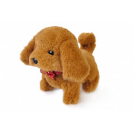 Hund som går i koppel, brun, 14 cm.