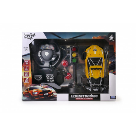 Bil med fjärrkontroll och ratt och pedaler