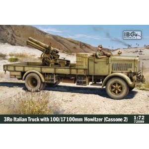 Modell av plastitaliensk lastbil med 10017 100 mm haubits i skala 1:72.