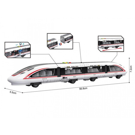 Tåg med magnet, ljus, ljud, öppningsbara dörrar