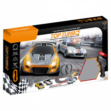 Racerbana med 2 slingor, banans längd är 560 cm.