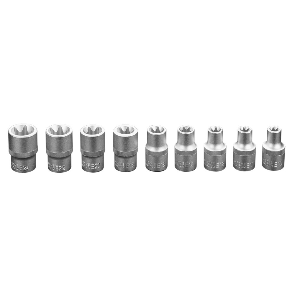 Hylsnyckelsats 1/2' Torx, 9 delar. Hylsnyckelsats 1/2' Torx, 9 delar.