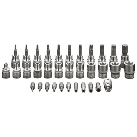Torx-bitar 3/8 tum, set med 34 delar.