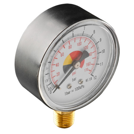 Manometer för komprimerad luft Ø 60 mm, 1/4'