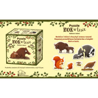Puzzle rok w lesie. rodzice i dzieci