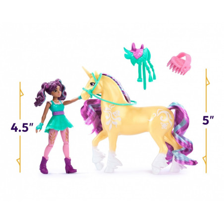 Figurerna Unicorn Academy dockan Ava och enhörningen Leaf.
