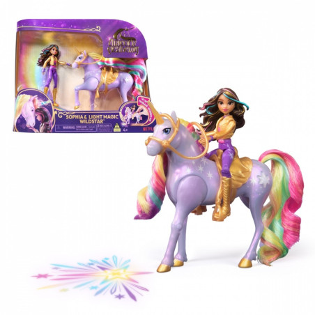 Figurerna Unicorn Academy, dockan Sophia och enhörningen Stjärna.
