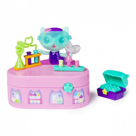 Set med kattfigurer, hus, Gabi, laboratorium, sjöhästar.