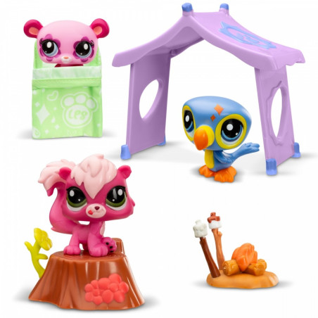 Set med 3 Littlest Pet Shop camping-figurer