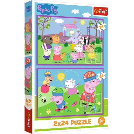 Pussel 2x24 element med Peppa Gris på lekplatsen | HandlaSmidigt.se