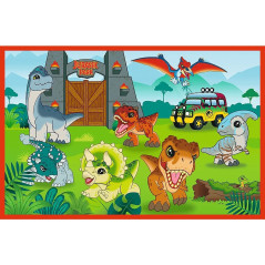 Pussel med 2x24 små element med Jurassic World-dinosaurier.