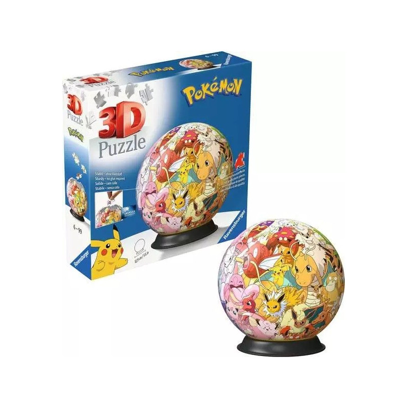 Pussel 3D boll med Pokémon-figurer och Pokémon.